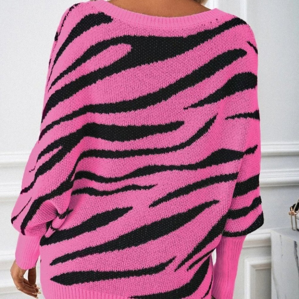 Zebra Print Knit sweater top Pink - Picture 6 of 6